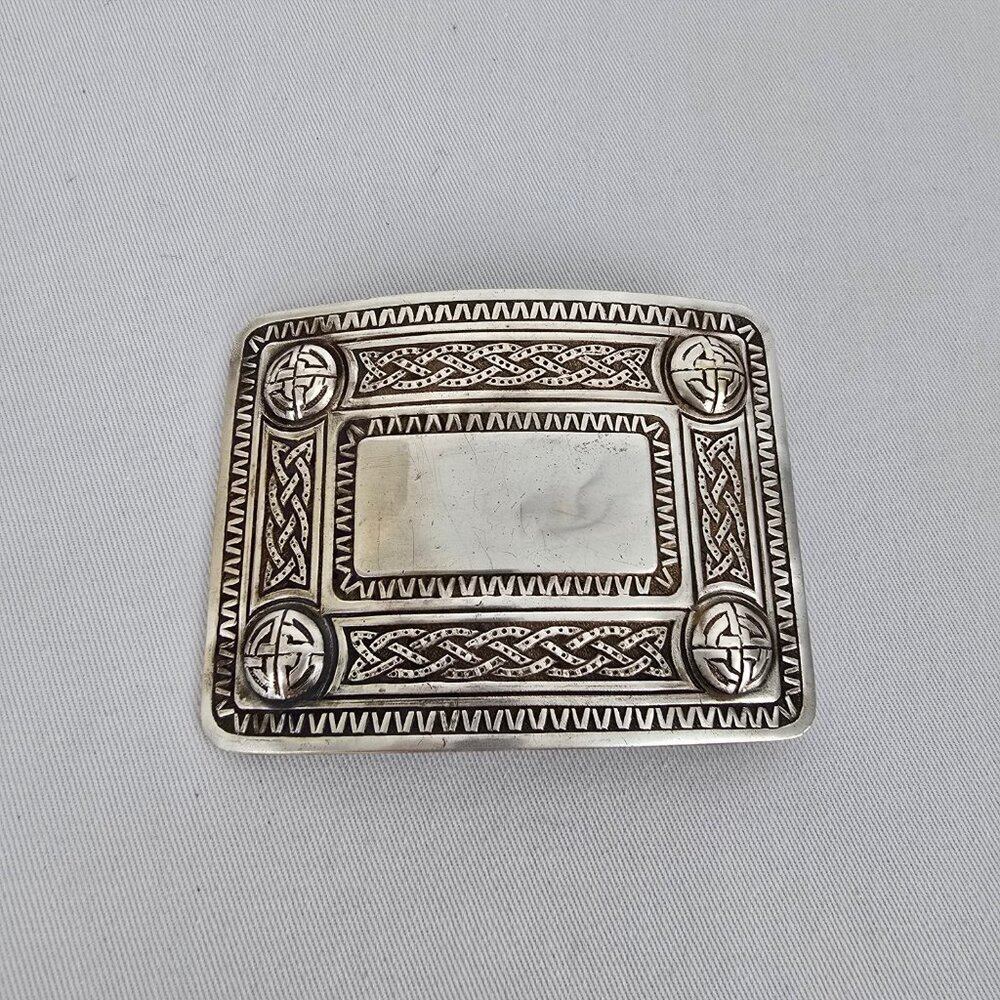 Vintage Made in Brittan Silver Celtic Knot Belt Buckle